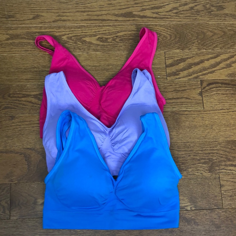 3-pack seamless, wirefree sports bra (L)